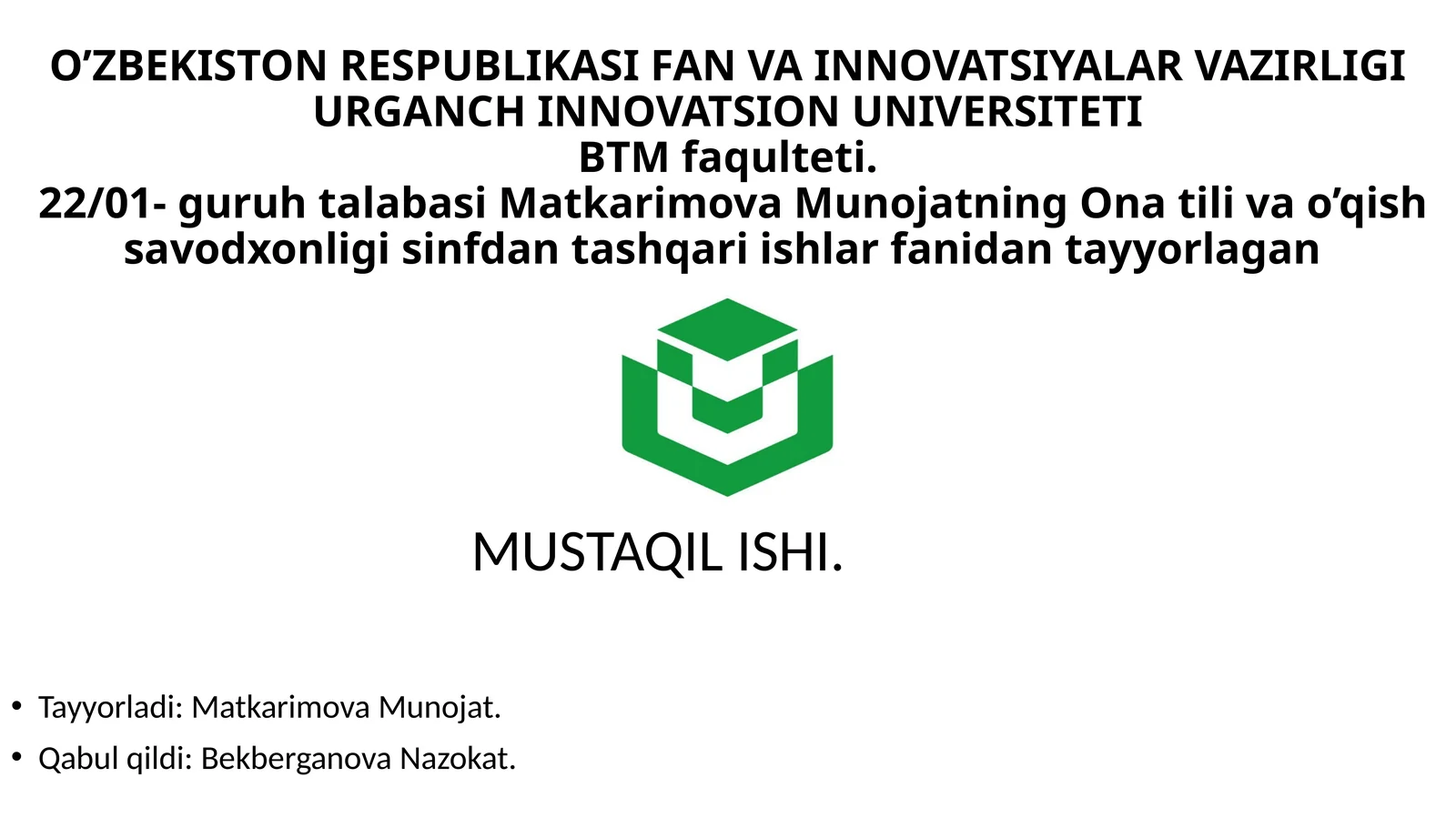 BOSHLANG‘ICH SINFLARDA TURLI BAYRAM TADBIRLARI REJASINI TUZISH