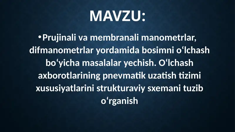 Prujinali va membranali manometrlar