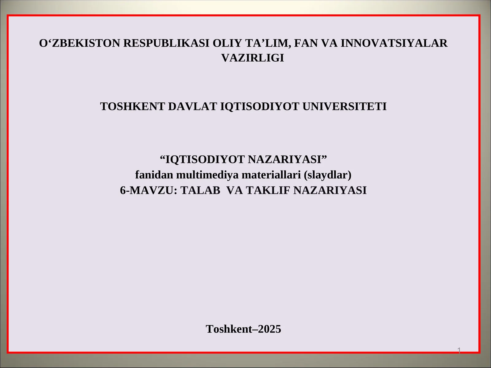 TALAB VA TAKLIF NAZARIYASI