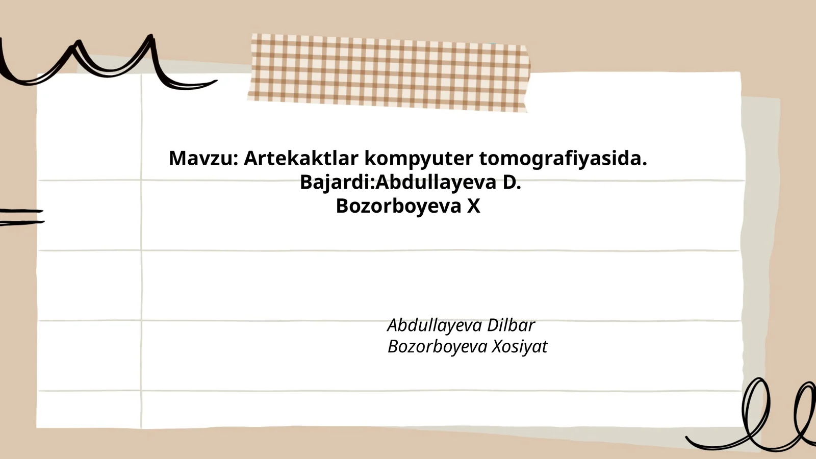Artekaktlar kompyuter tomografiyasida