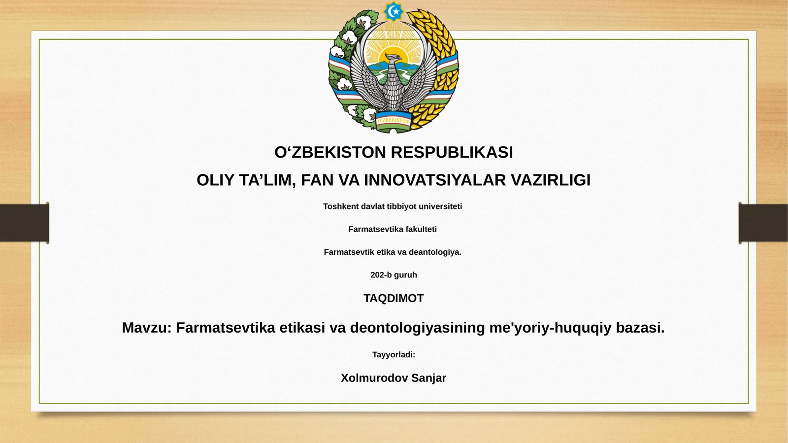 Farmatsevtika etikasi va deontologiyasi
