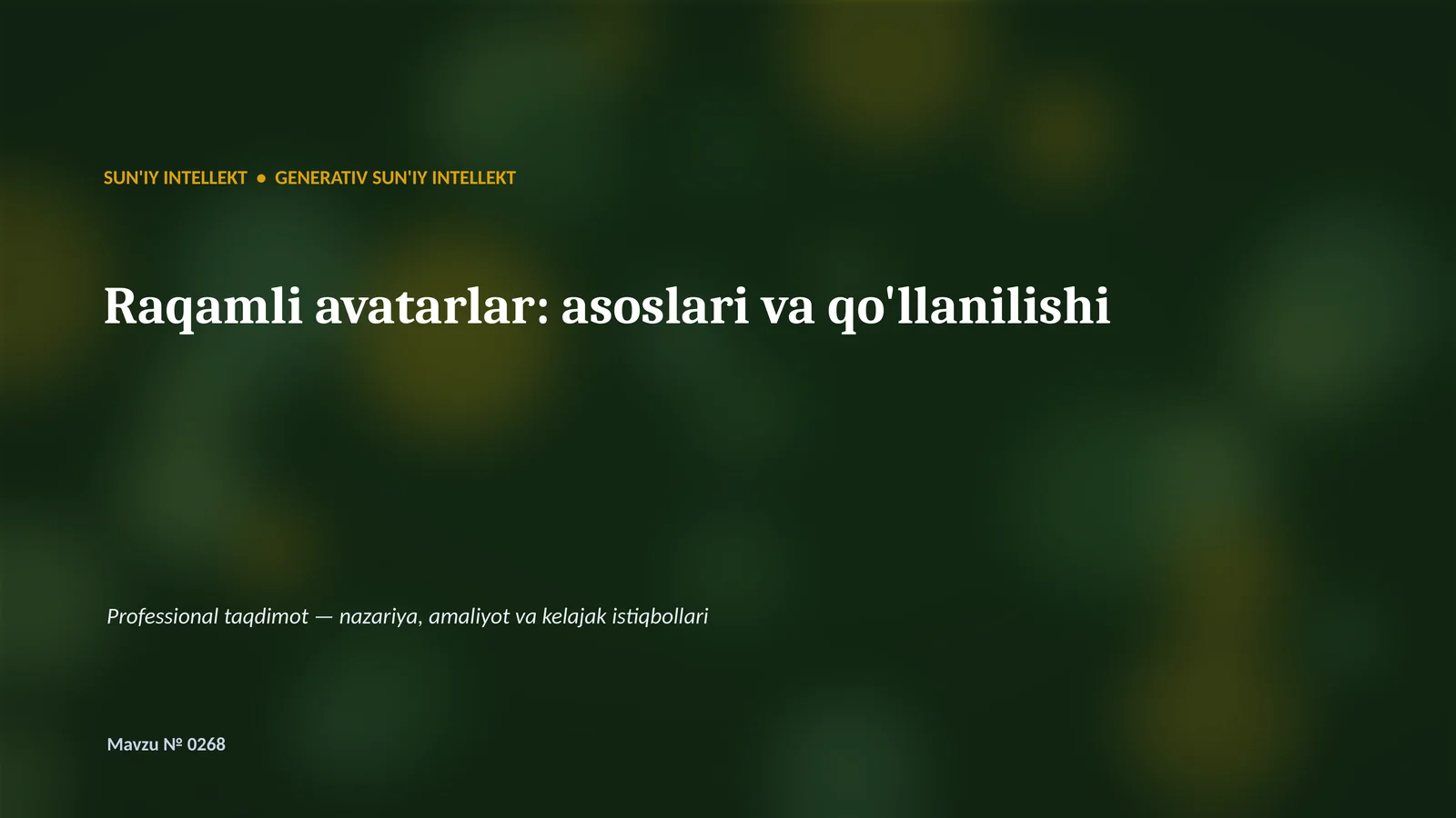 Raqamli avatarlar: asoslari va qo'llanilishi
