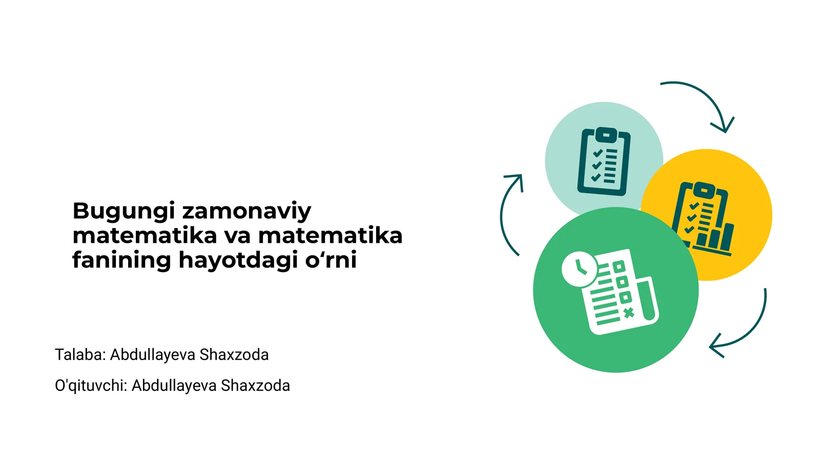 Bugungi zamonaviy matematika va matematika fanining hayotdagi oʻrni