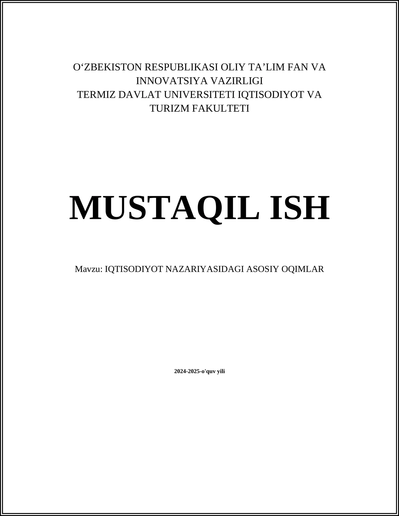 Klassik Iqtisodiyot Nazariyasi