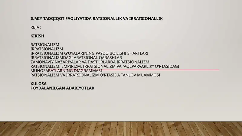 Ilmiy tadqiqot faoliyati, darakt siyonalik va irratsionalik