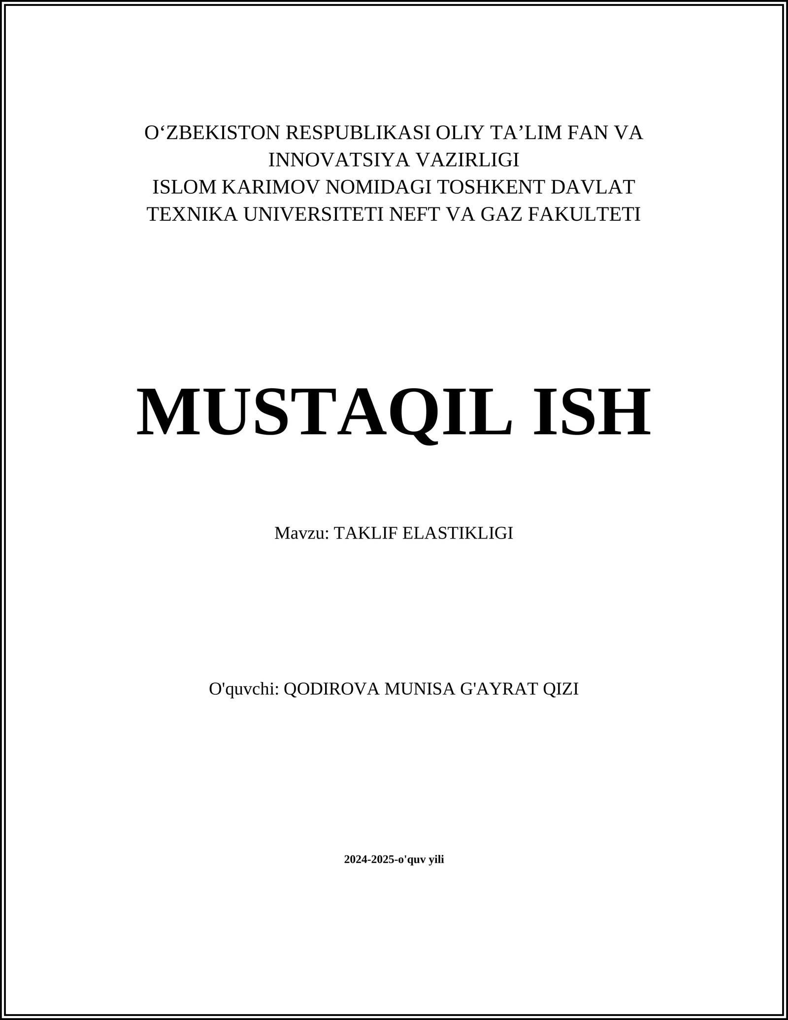 TALAB ELASTIKLIGI