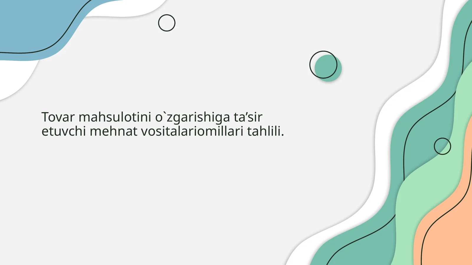 Tovar mahsulotini o'zgarishiga ta’sir etuvchi mehnat vositalariomillari tahlili