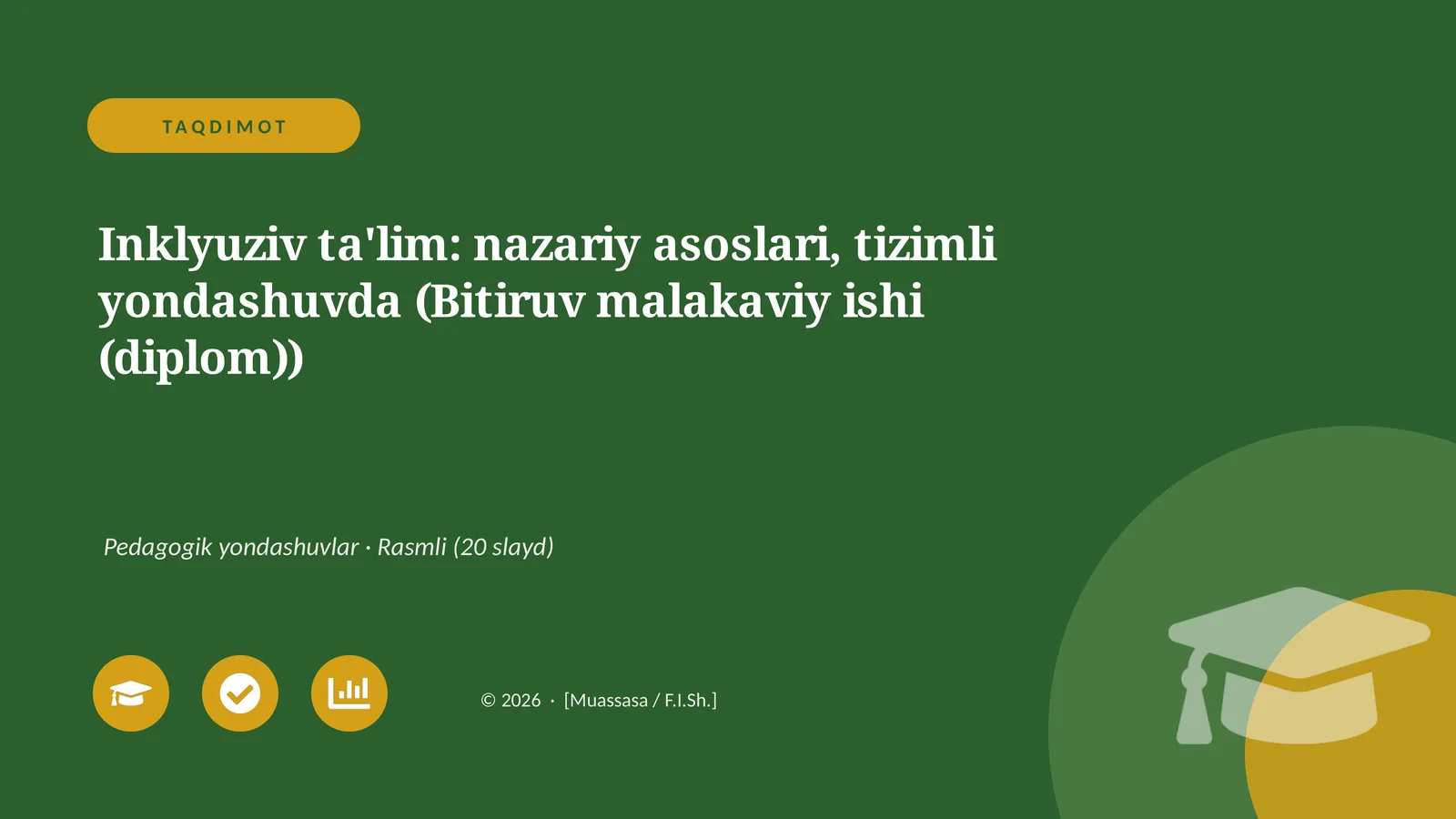Inklyuziv ta'lim: nazariy asoslari, tizimli yondashuvda (Bitiruv malakaviy ishi (diplom))