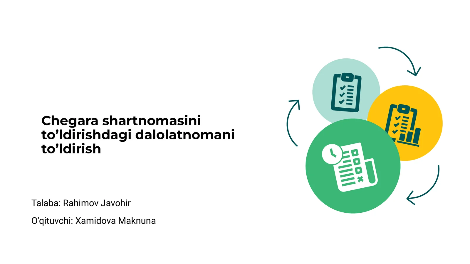 Chegara shartnomasini to’ldirishdagi dalolatnomani to’ldirish