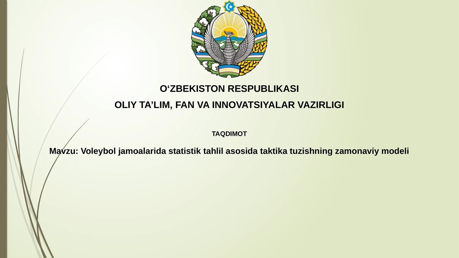 Voleybol jamoalarida dastatistiktahlilasosidataktikatuzishningzamonaviymodeli