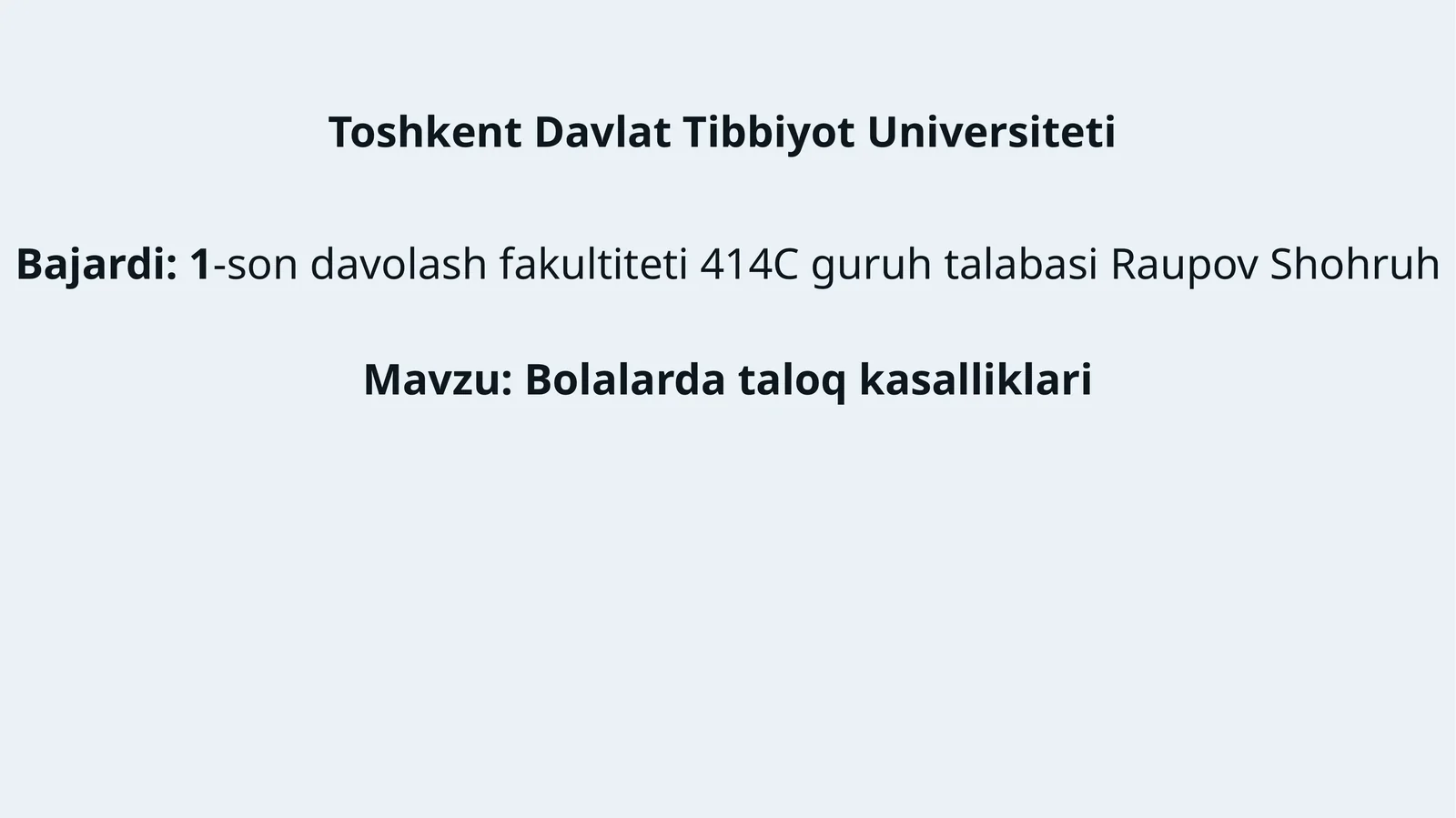 Bolalarda taloq kasalliklari