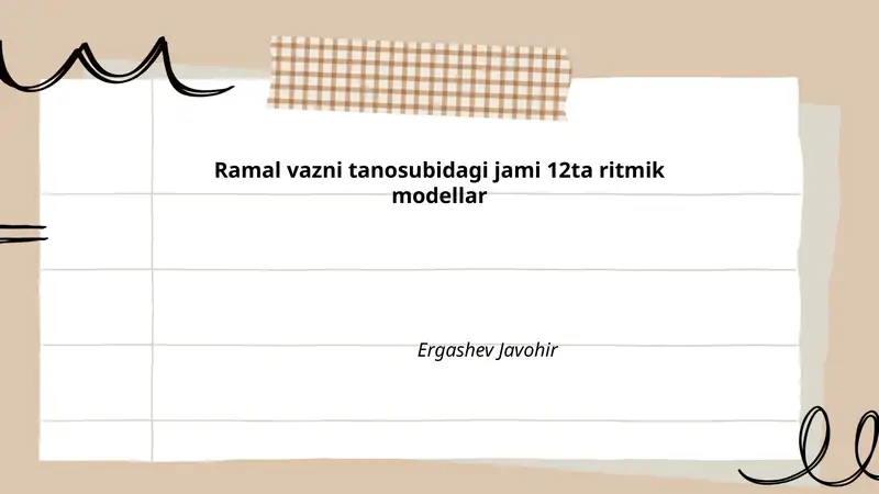 Ramal vazni tanosubidagi jami 12ta ritmik modellar