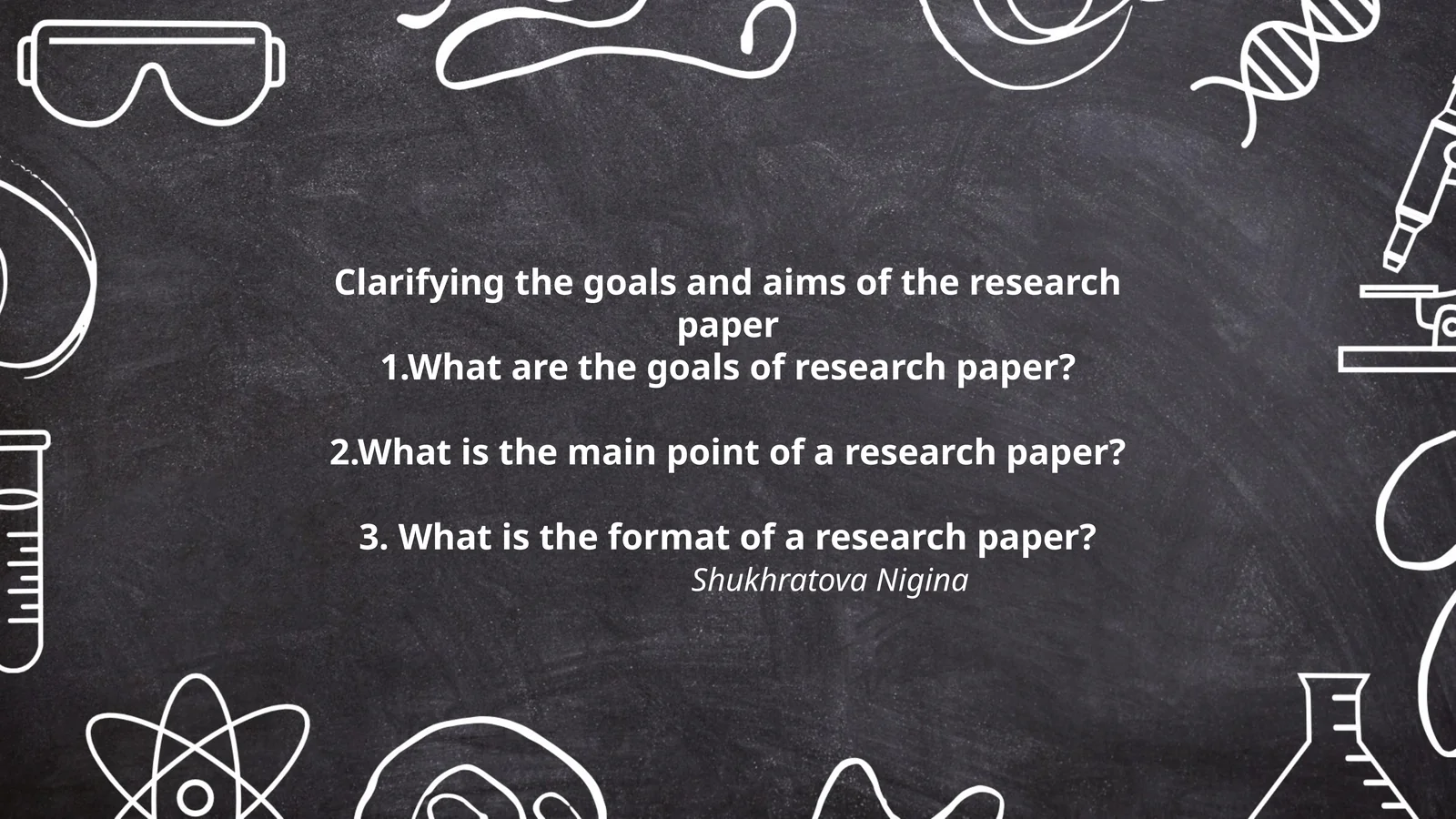 Clarifying the goals and aims of the research paper