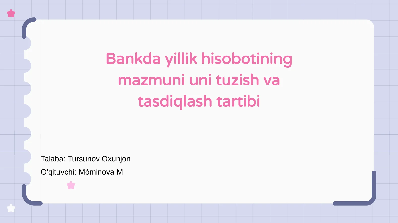 Bankning Yillik Hisobotining Tuzilishi