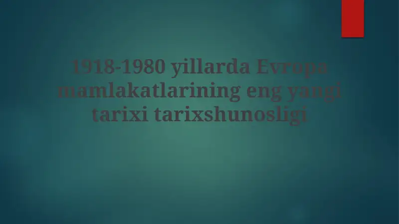 Urta urushlararo davr va uning talqinlari