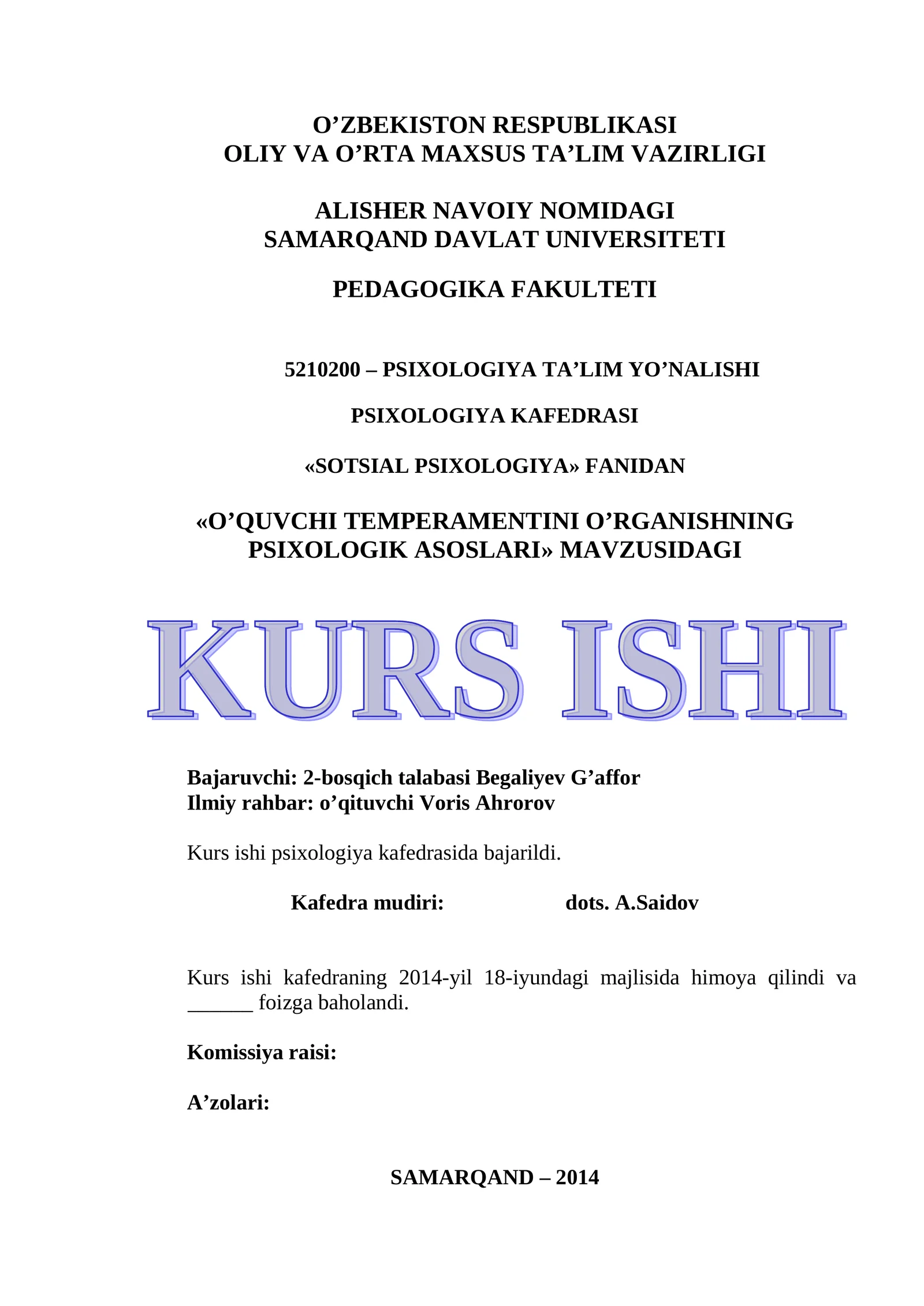 O’QUVCHI TEMPERAMENTINI O’RGANISHNING PSIXOLOGIK ASOSLARI