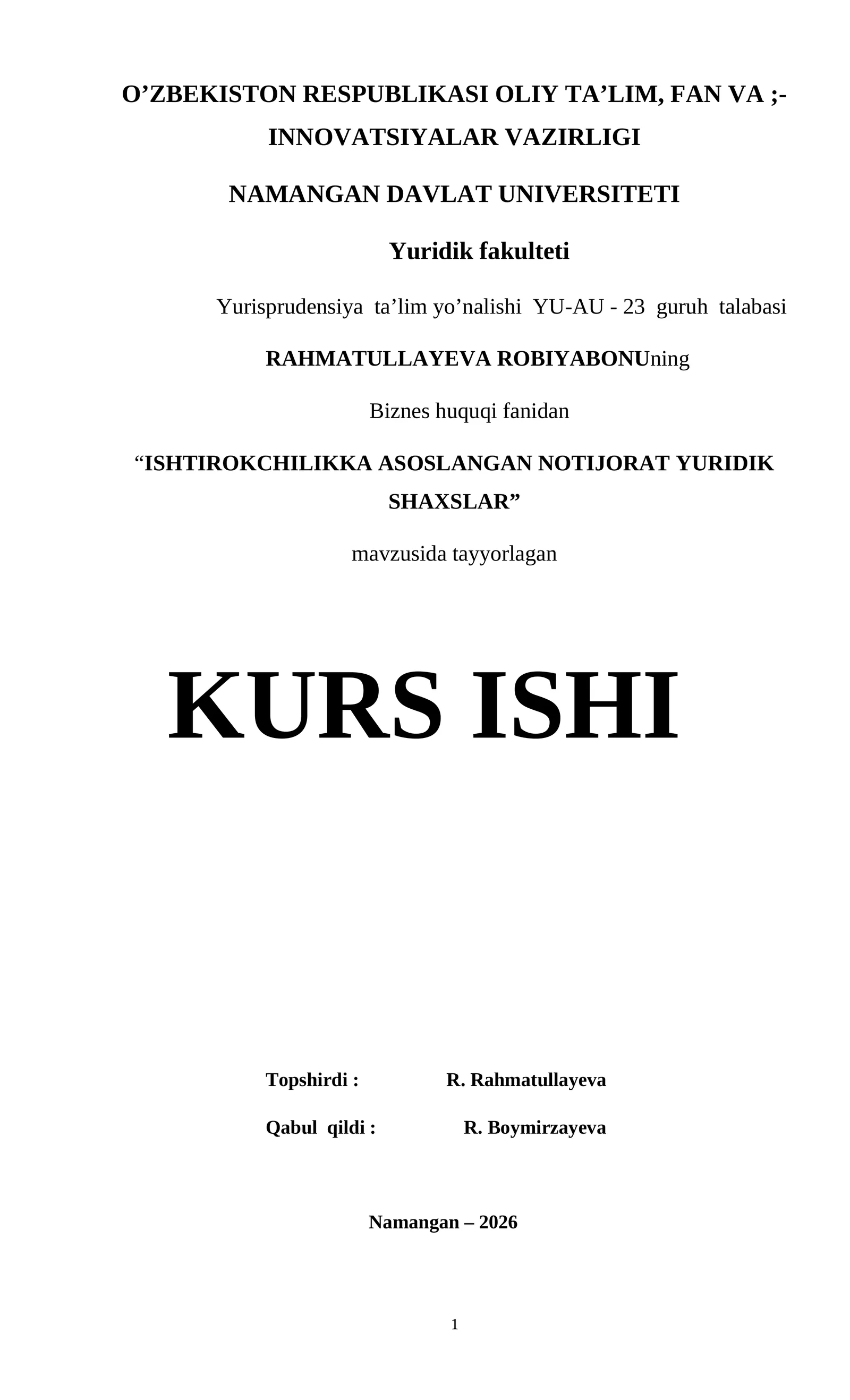 Ishtirokchilikka asoslangan notijorat yuridik shaxslar