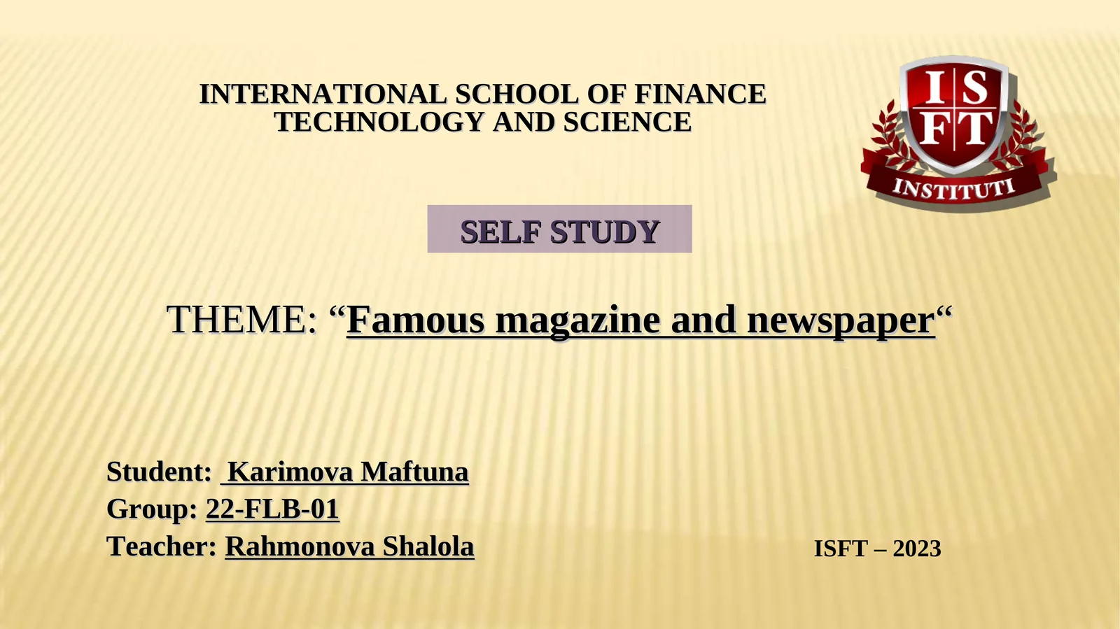 Famous magazine and newspaper