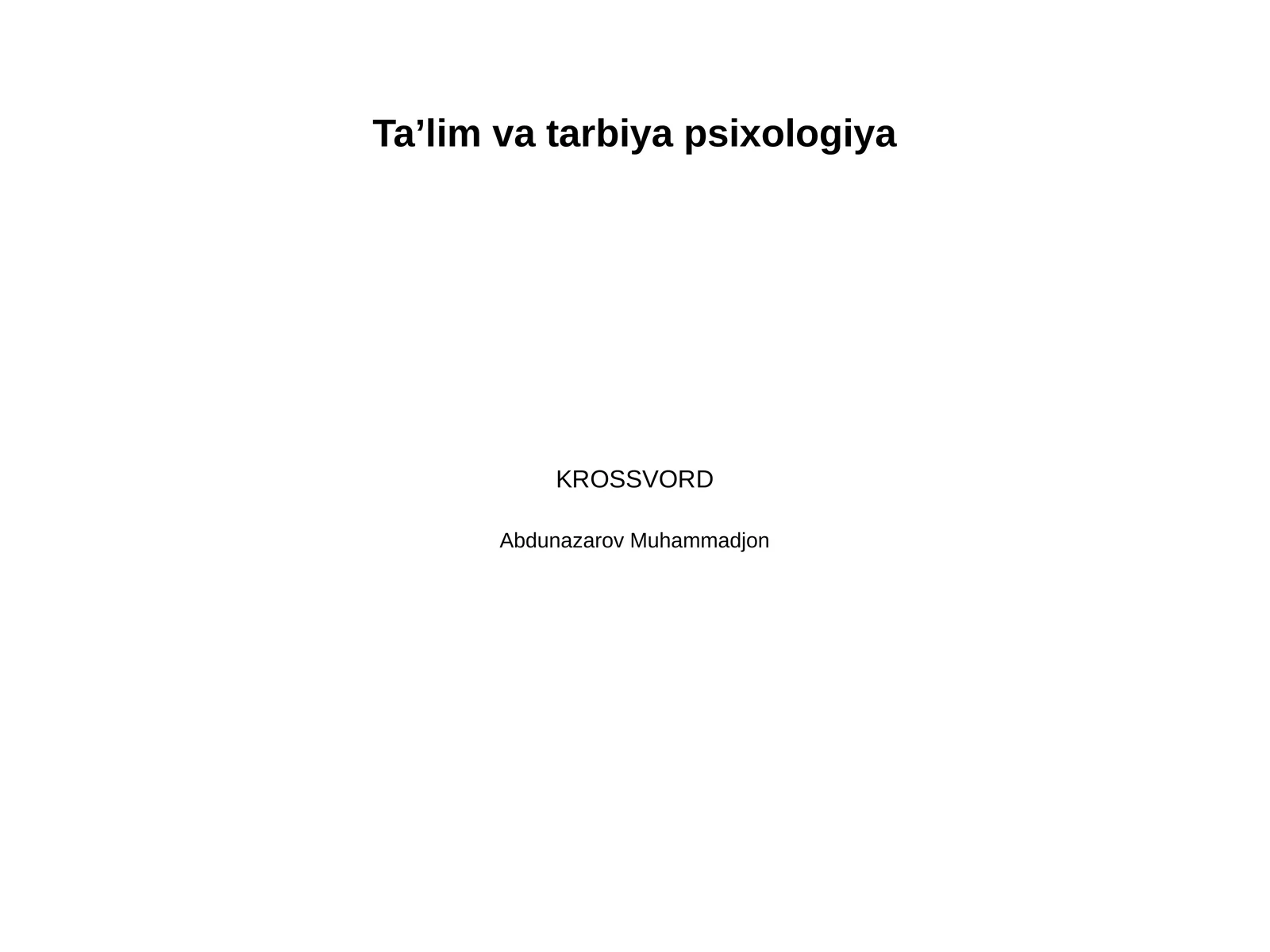 Taʼlim va tarbiya psixologiya