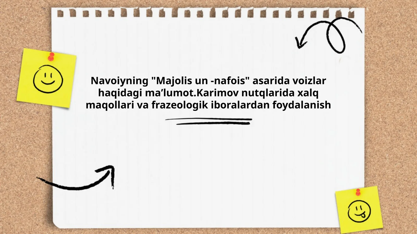 Navoiyning "Majolis un -nafois" asarida voizlar haqidagi maʼlumot. Karimov nutqlarida xalq maqollari va frazeologik iboralardan foydalanish
