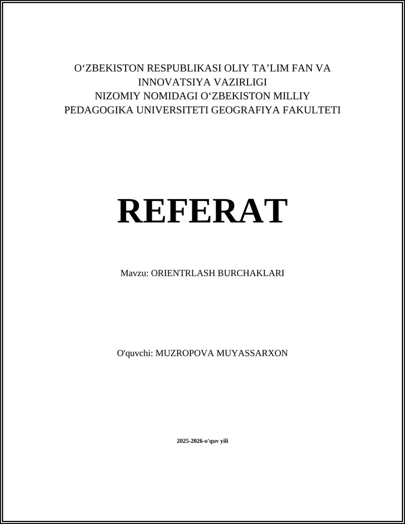 ORIENTRLASH BURCHAKLARI