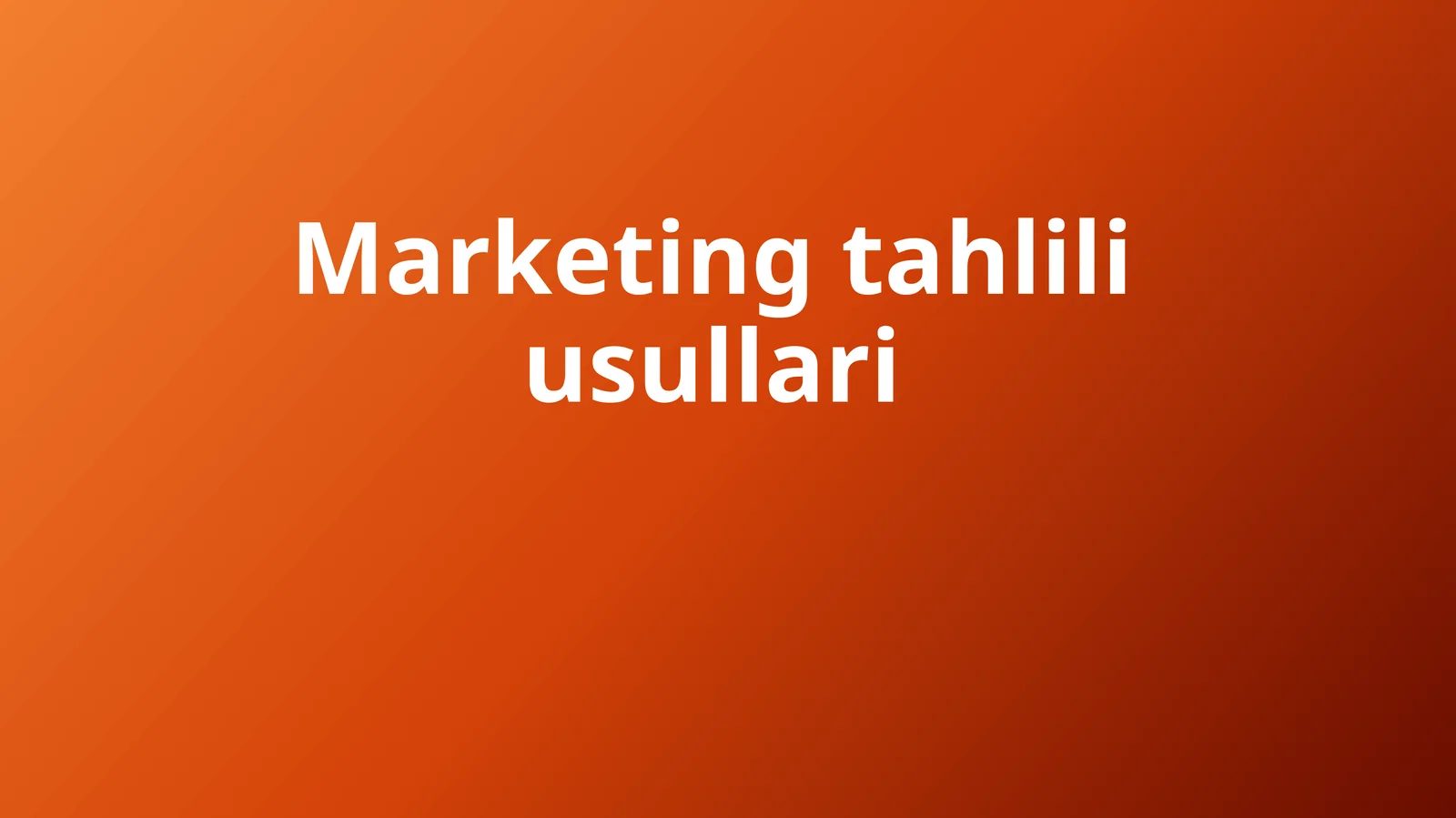 Marketing tahlili usullari
