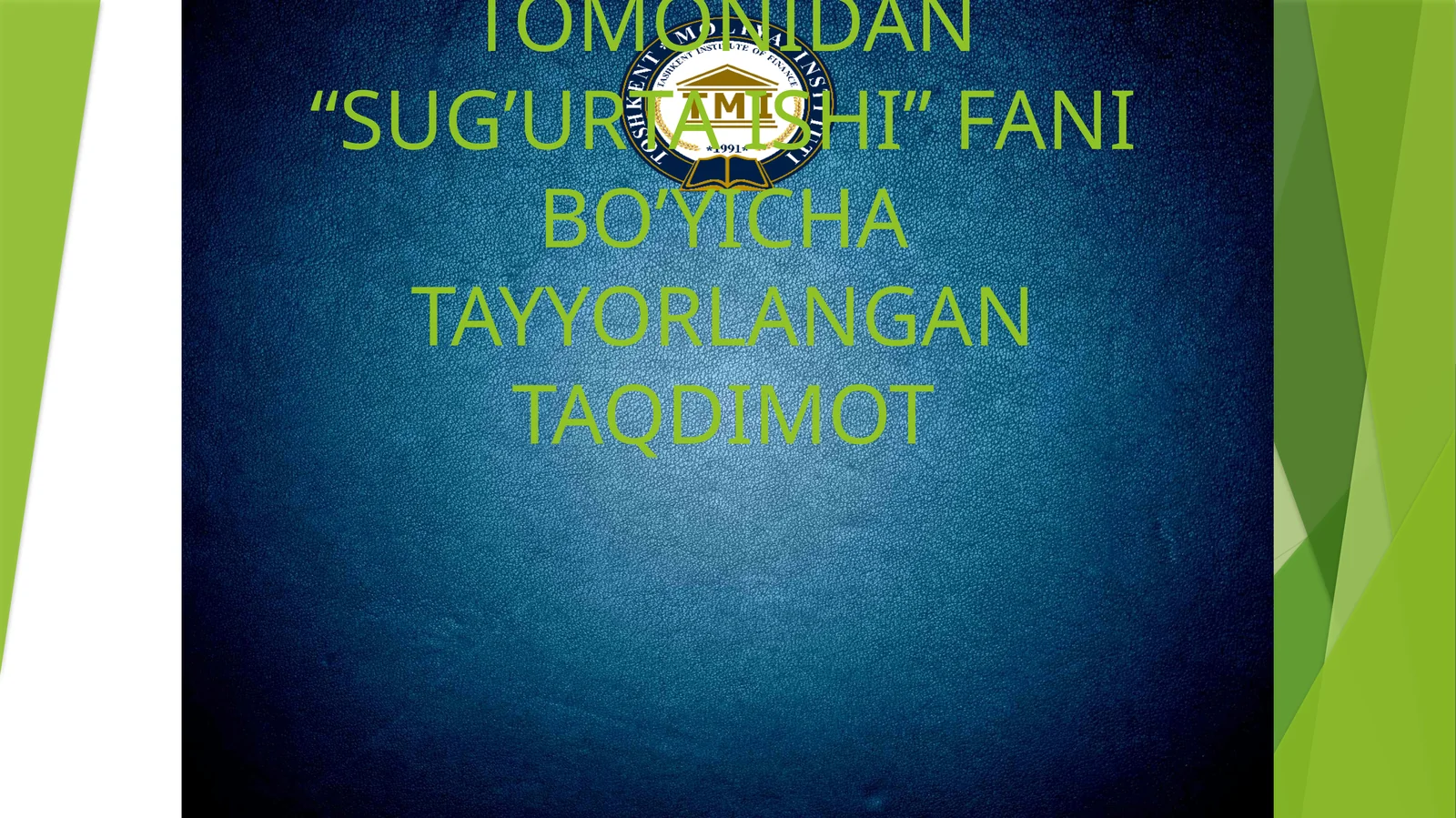 SUG’URTA MAXSULOTINI YARATISH VA SOTISH TEXNOLOGIYALARI