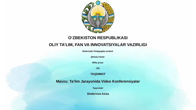 Ta'lim Jarayonida Video Konferensiyalar