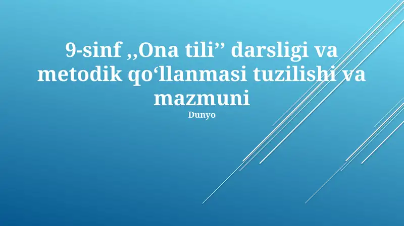 9-sinf Ona tili darsligi va metodik qo'llanmasi