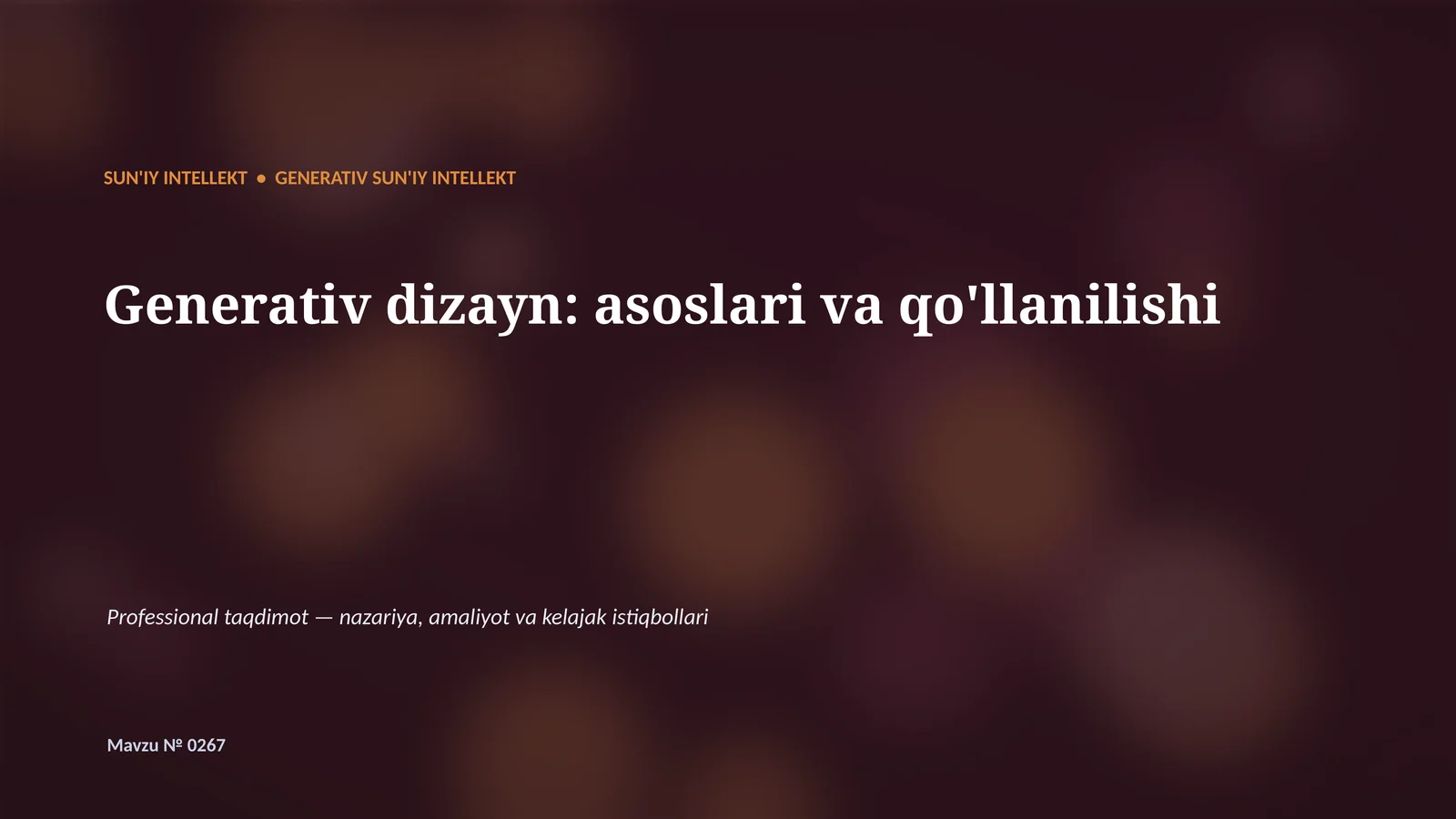 Generativ dizayn: asoslari va qo'llanilishi