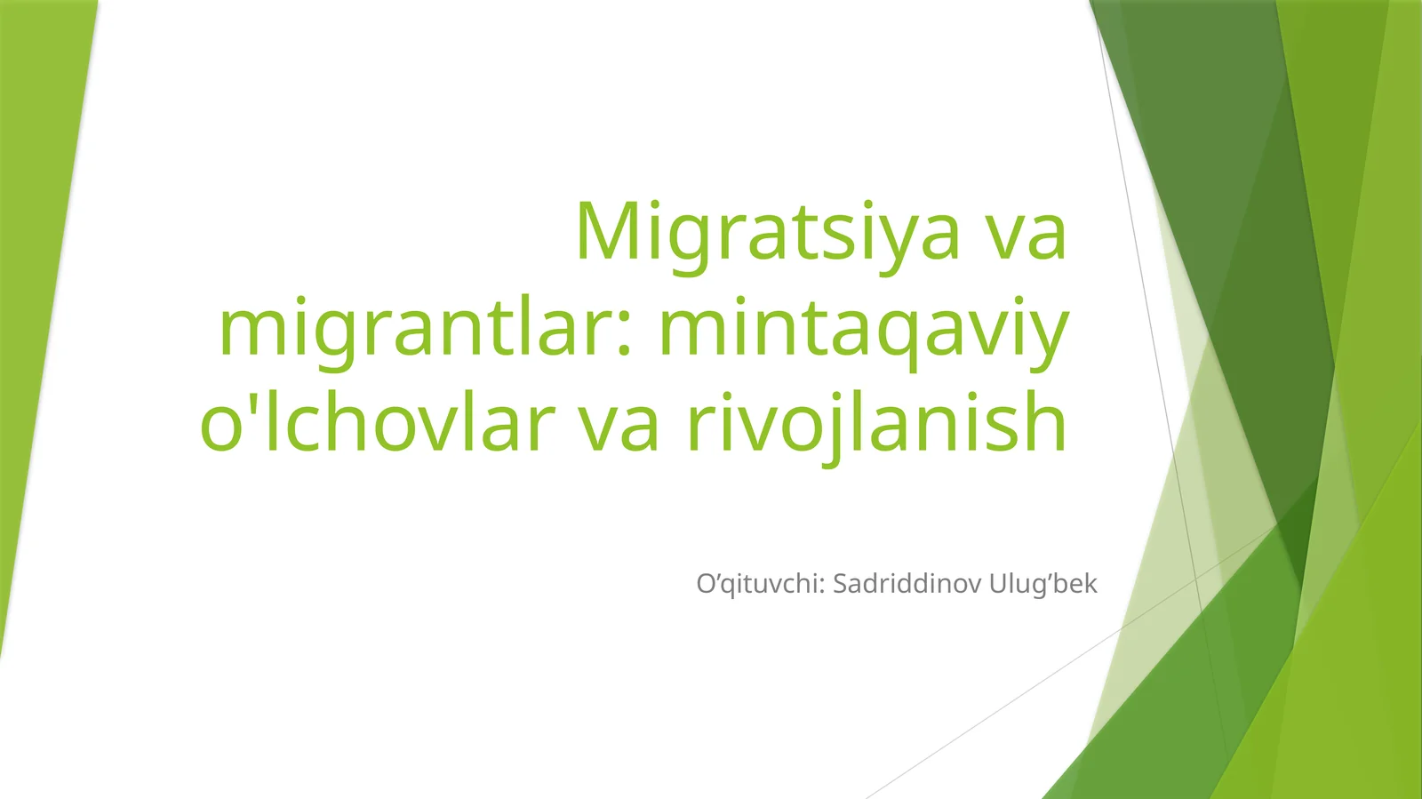 Migratsiya va migrantlar: mintaqaviy o'lchovlar va rivojlanish