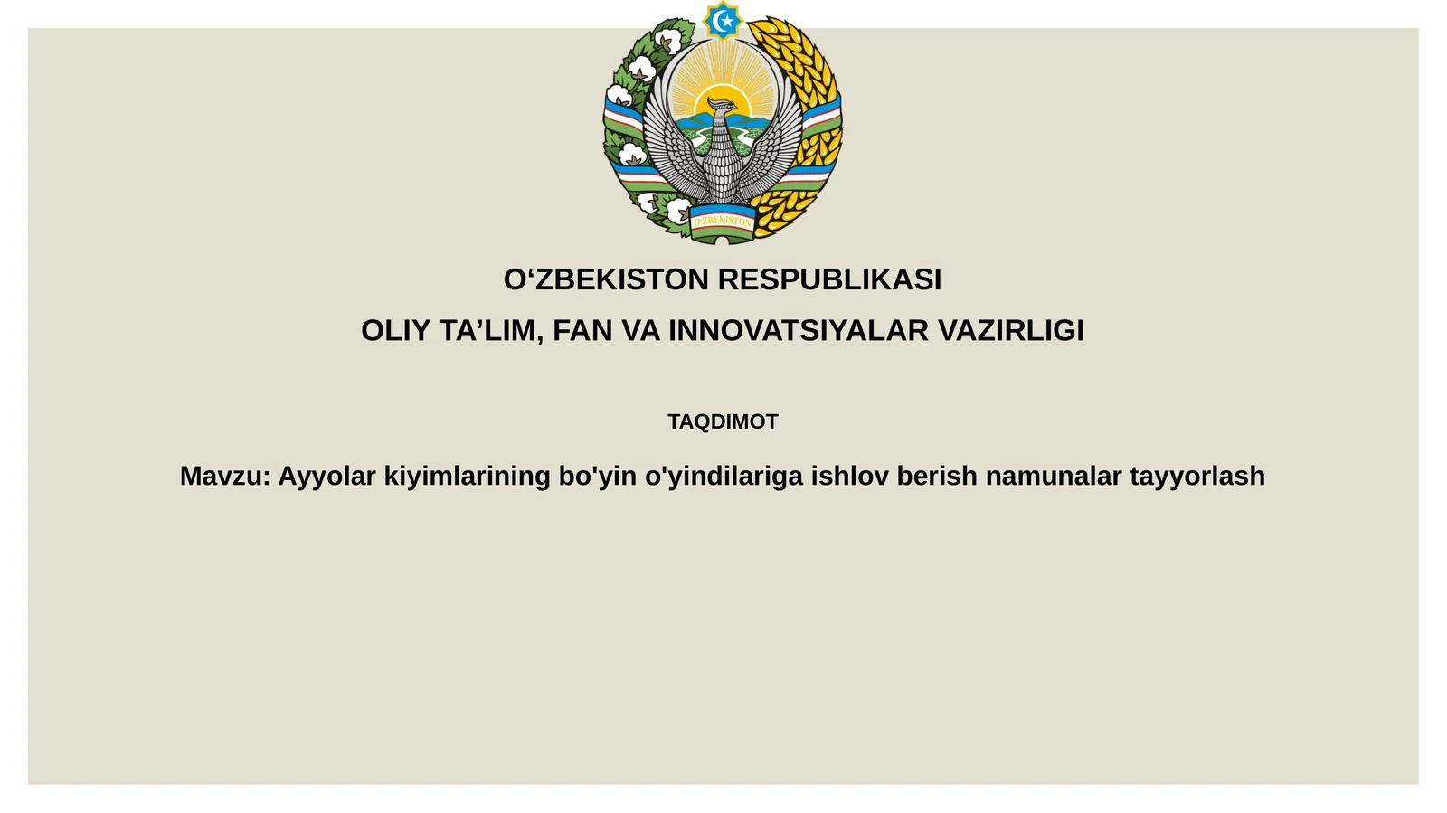 Ayyolarkiyimlariningbo'yino'yindilarigaishlovberishnamunalartayyorlash
