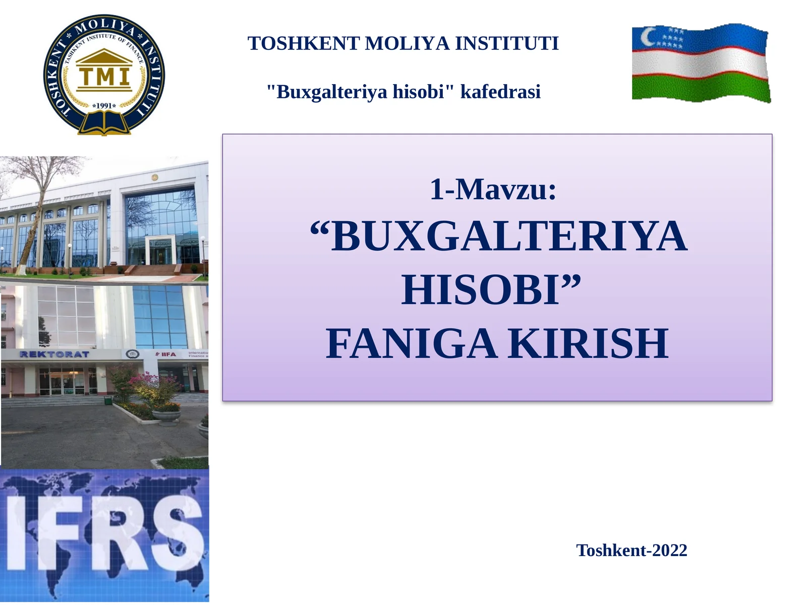 BUXGALTERIYA HISOBI FANIGA KIRISH