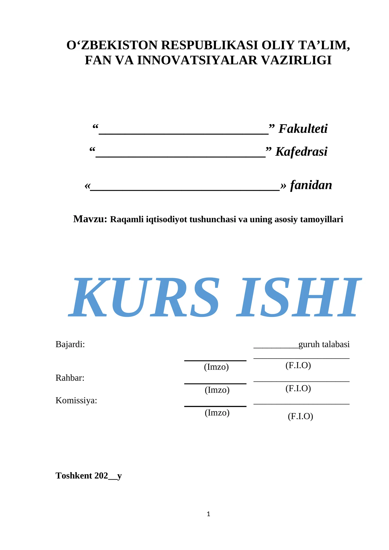 Raqamli iqtisodiyot tushunchasi va uning asosiy tamoyillari