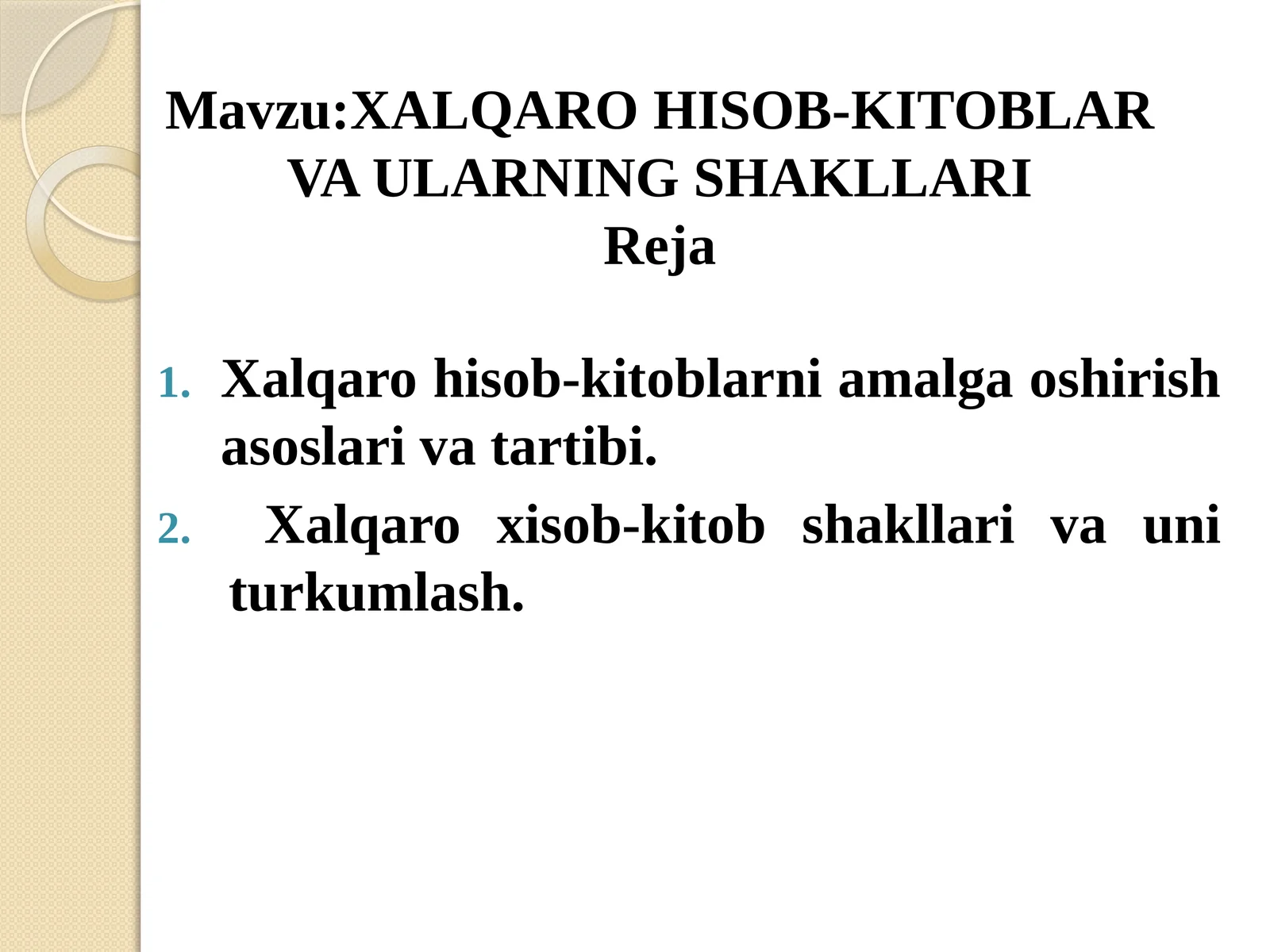 XALQAROHISOB-KITOBLAR VA ULARNING SHAKLLARI