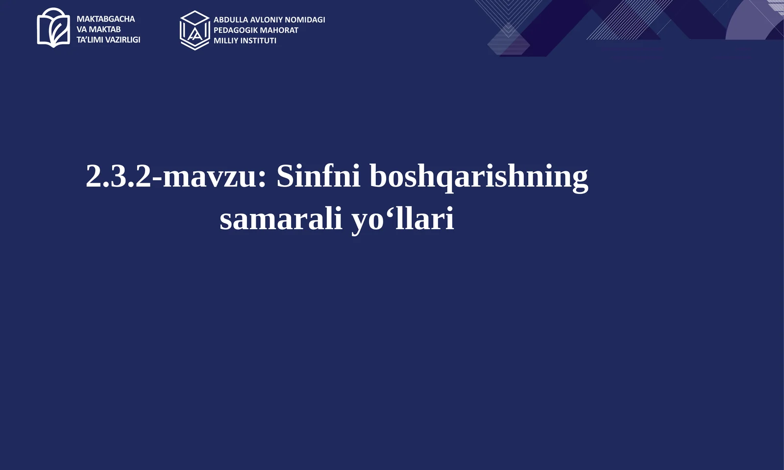 Sinfni boshqarishning samarali yoʻllari