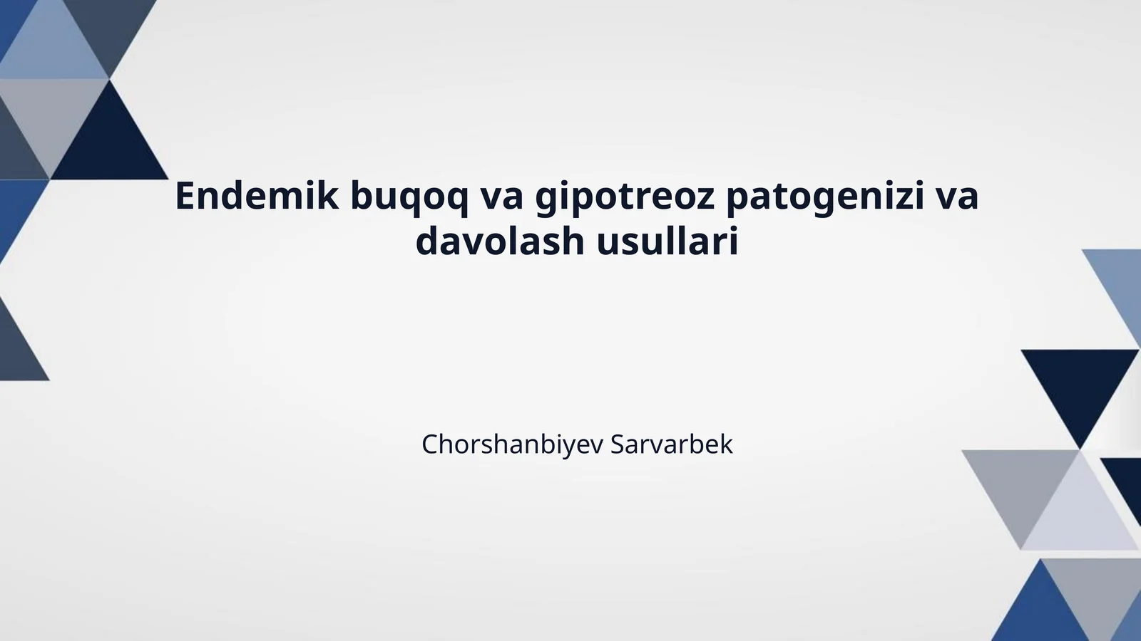 Endemik buqoq va gipotreoz patogenizi va davolash usullari