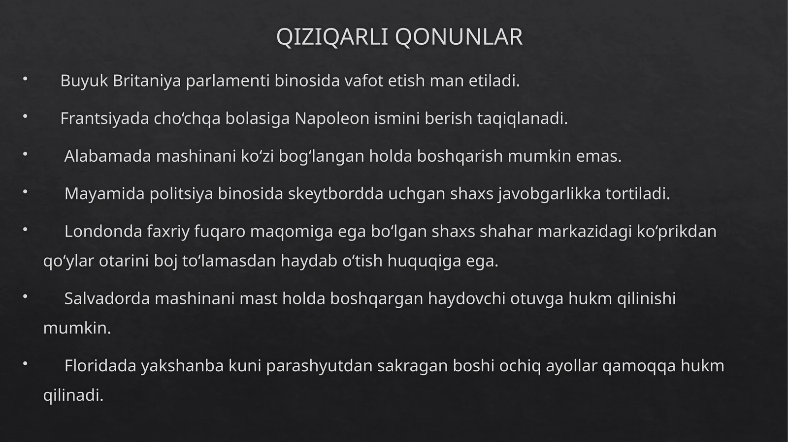 QIZIQARLI QONUNLAR