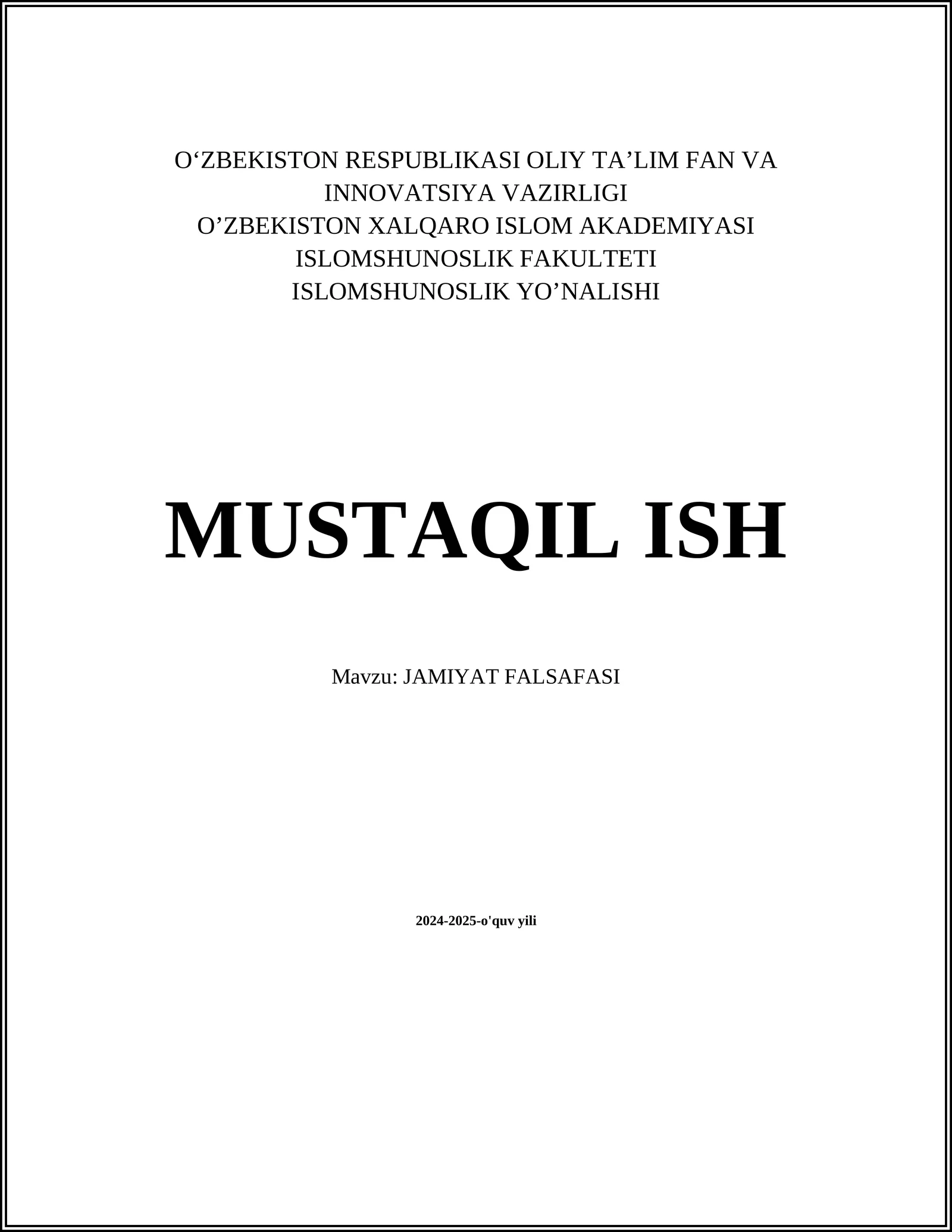 JAMIYAT FALSAFASI