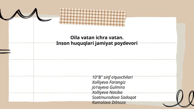 Oila vatan ichra vatan.Inson huquqlari jamiyat poydevori