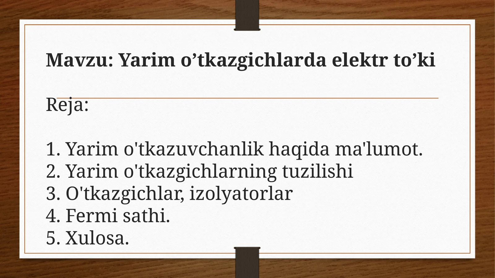 Yarimo’tkazgichlarda elektr to’ki