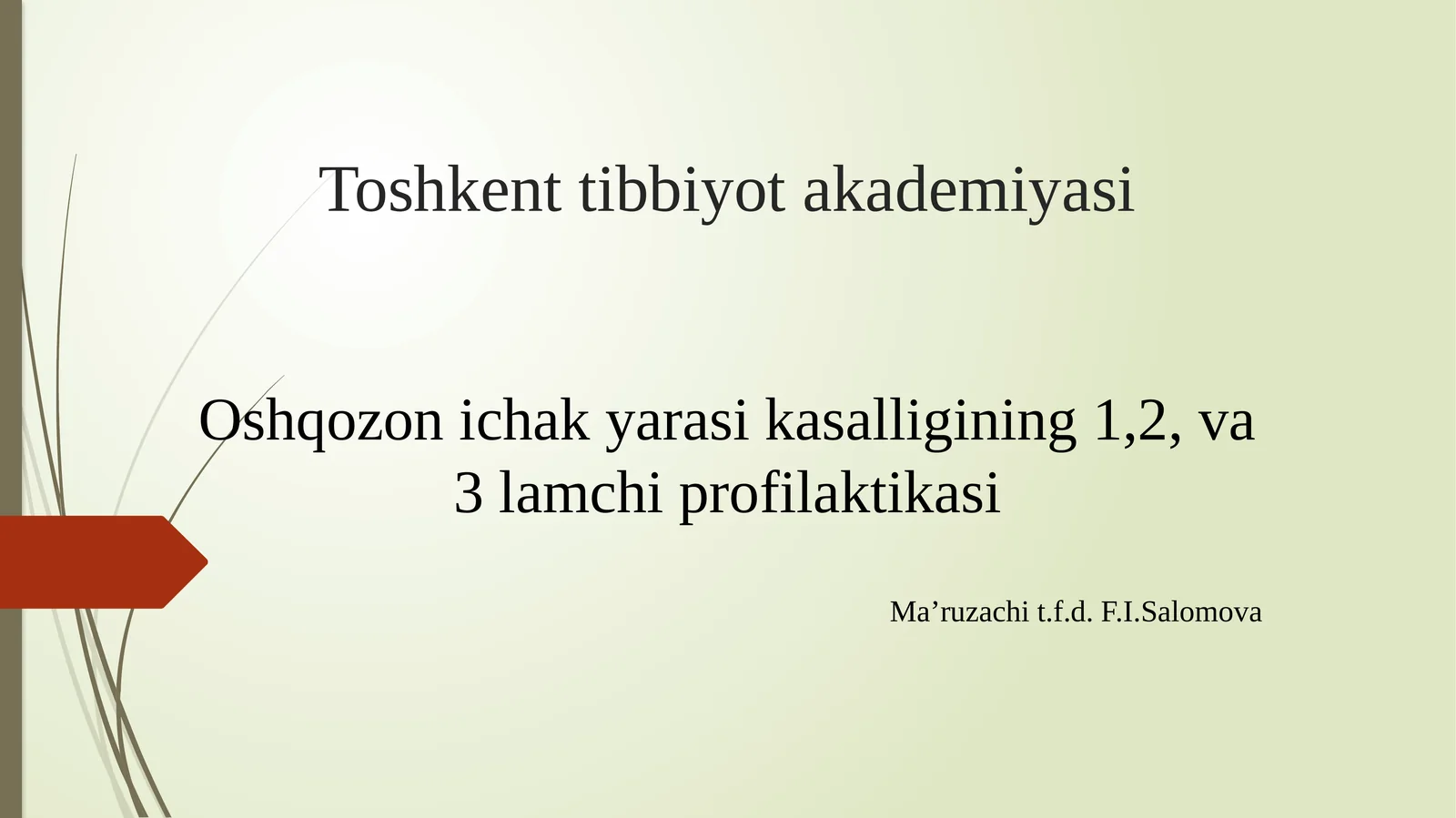 Oshqozon ichak yarasi kasalligining 1,2, va 3 lamchi profilaktikasi