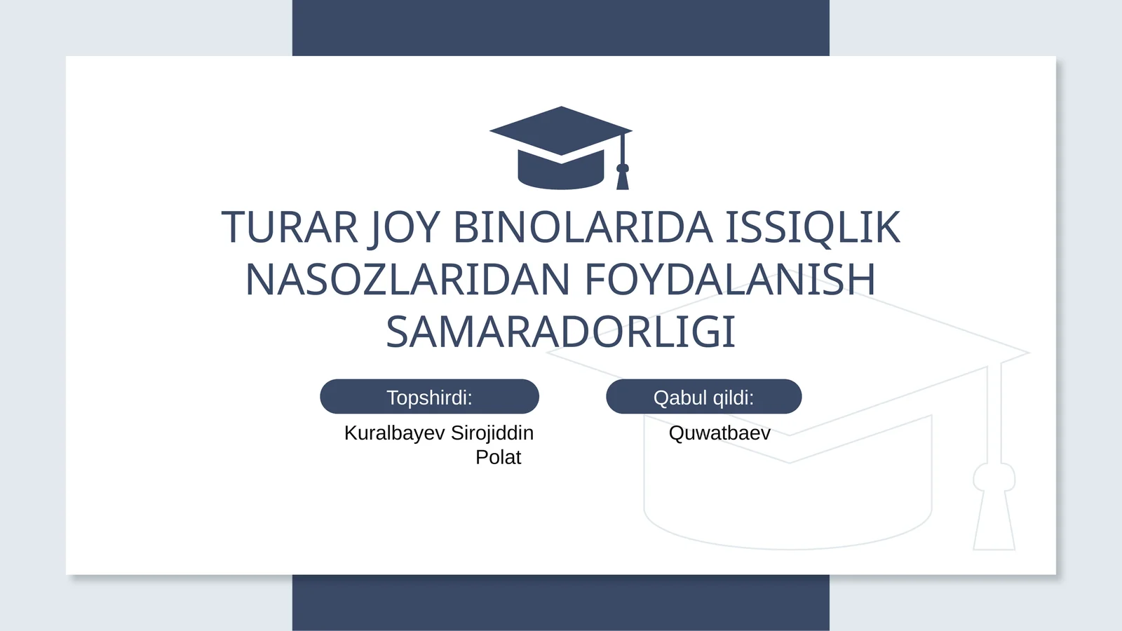 Turar joylarda issiqlik nasoslarini qo‘llashning iqtisodiy va energetik samaradorligi.
