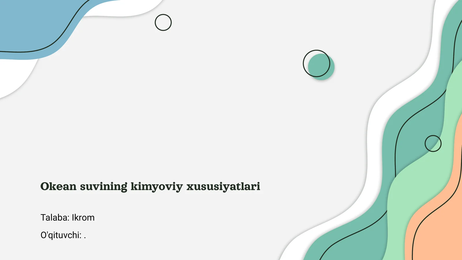 Okean suvining kimyoviy xususiyatlari