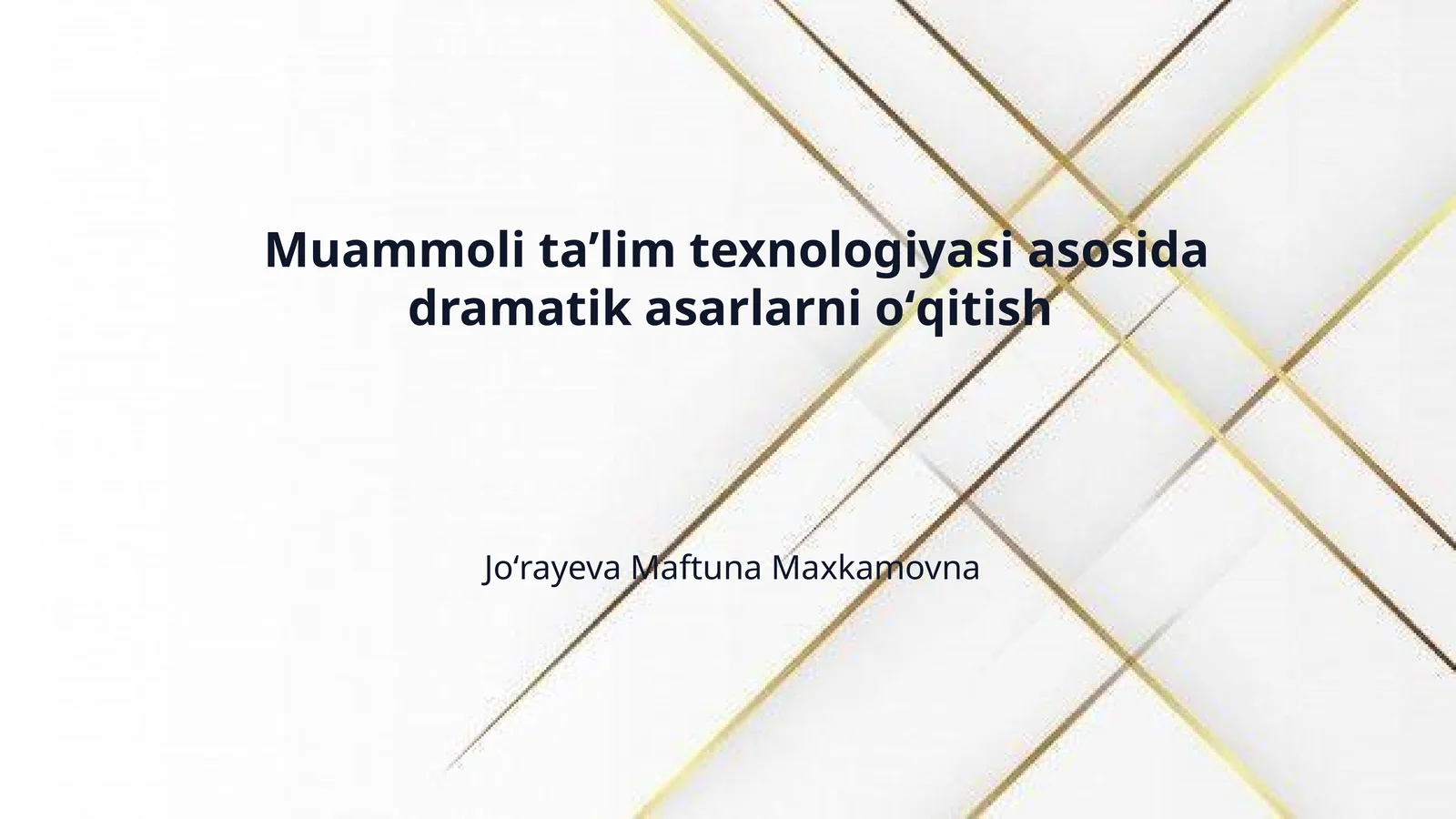 Muammoli taʼlim texnologiyasi asosida dramatik asarlarni oʻqitish