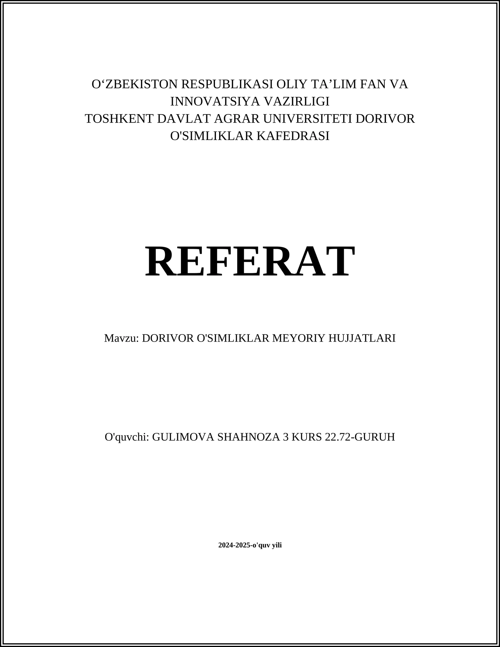 Dorivor Oâsimliklarning Farmakologik Tasnifi