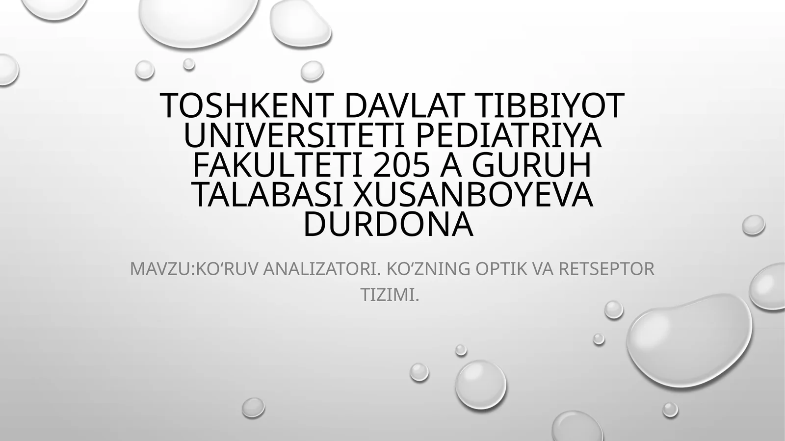 Koʻruv analizatori. Koʻzning optik va retseptor tizimi