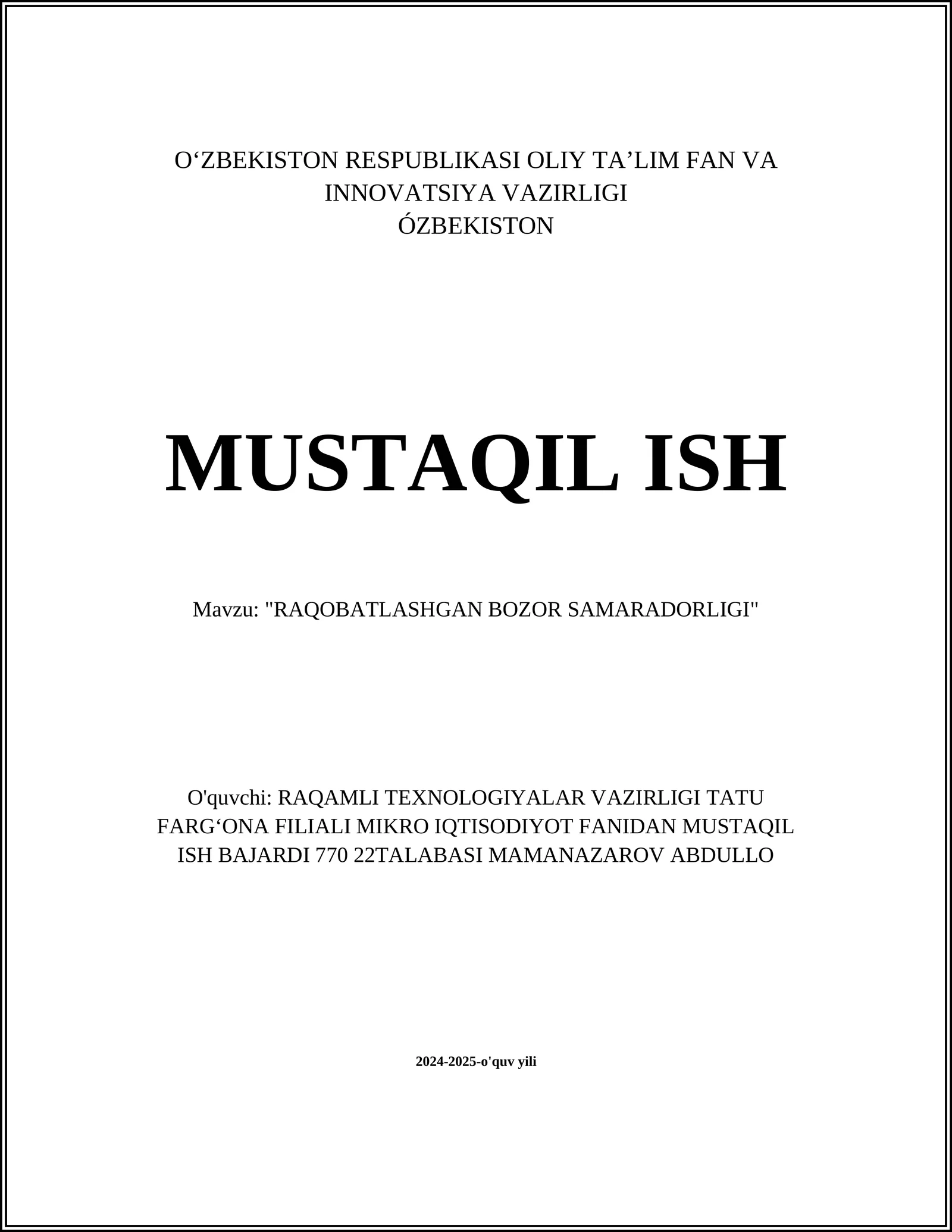 RAQOBATLASHGAN BOZOR SAMARADORLIGI