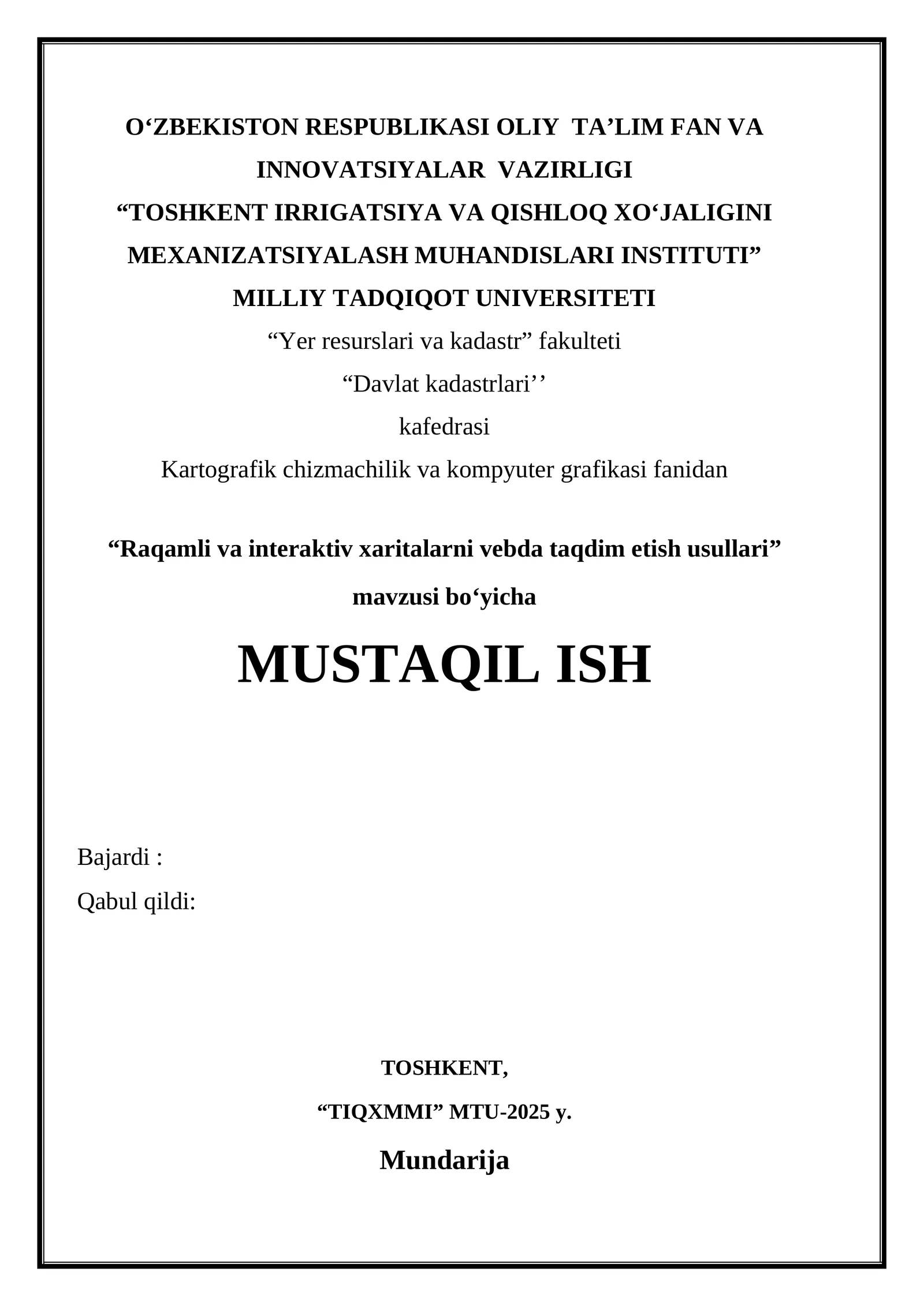 Raqamli va interaktiv xaritalarni vebda taqdim etish usullari.