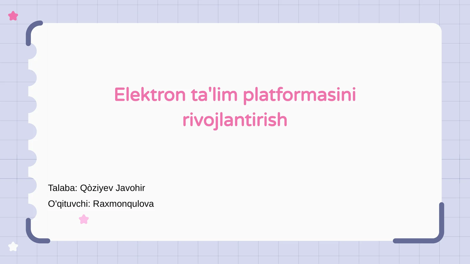Elektron ta'lim platformasini rivojlantirish